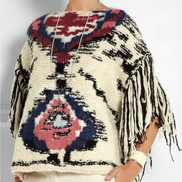 Isabel Marant Etoile Shanon Intarsia poncho $425 sold out - Picture 2 of 6